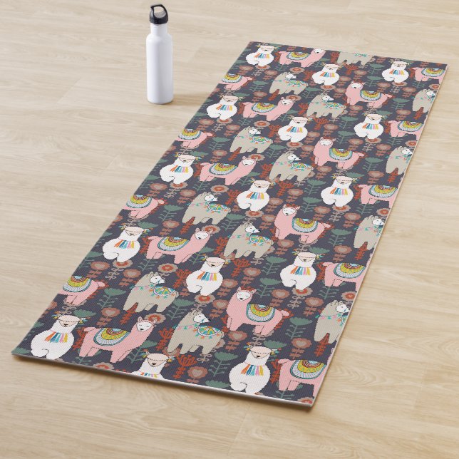 Colourful Llamas Pattern Yoga Mat (In Situ)
