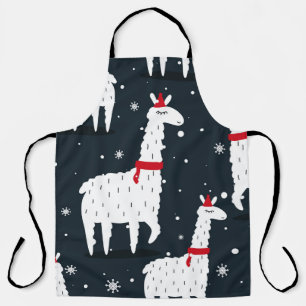 Colourful Llamas: Snowy Animal Seamless. Apron