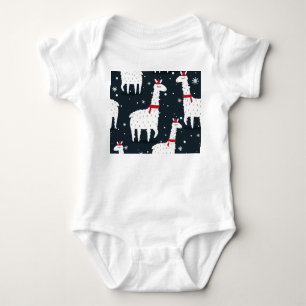 Colourful Llamas: Snowy Animal Seamless. Baby Bodysuit
