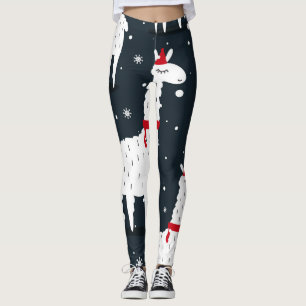 Colourful Llamas: Snowy Animal Seamless. Leggings
