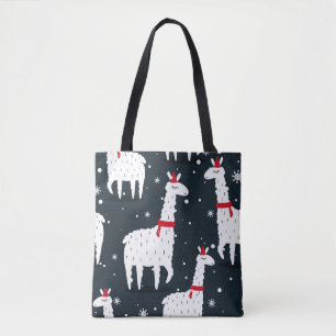 Colourful Llamas: Snowy Animal Seamless. Tote Bag