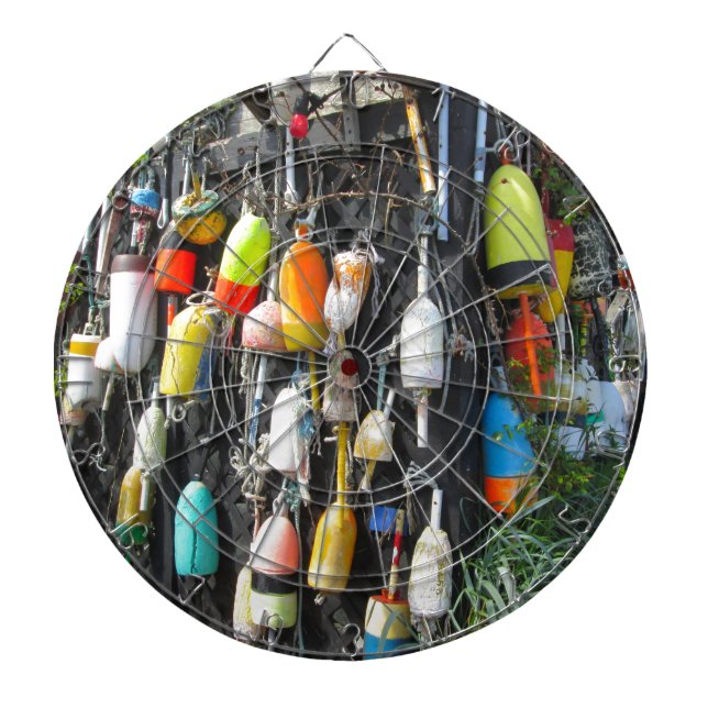 Colourful Lobster Buoys Dartboard (Front)