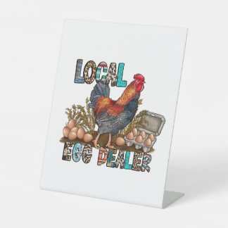 Colourful Local Chicken Eggs Dealer Pedestal Sign