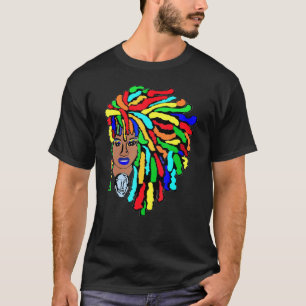 Colourful Locs Side Afro Dreadlocks Natural Hair   T-Shirt