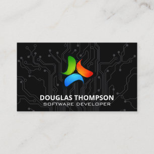 Colourful Logo Tech Circuit AI Tech Business Card