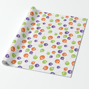 Colourful Lollipops Halloween White Seamless Wrapping Paper