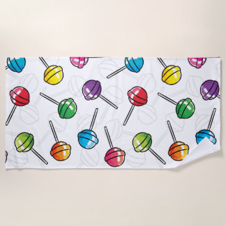 Colourful lollipops pattern beach towel