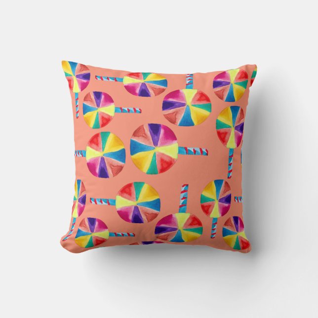 Colourful lollipops pattern cushion (Front)