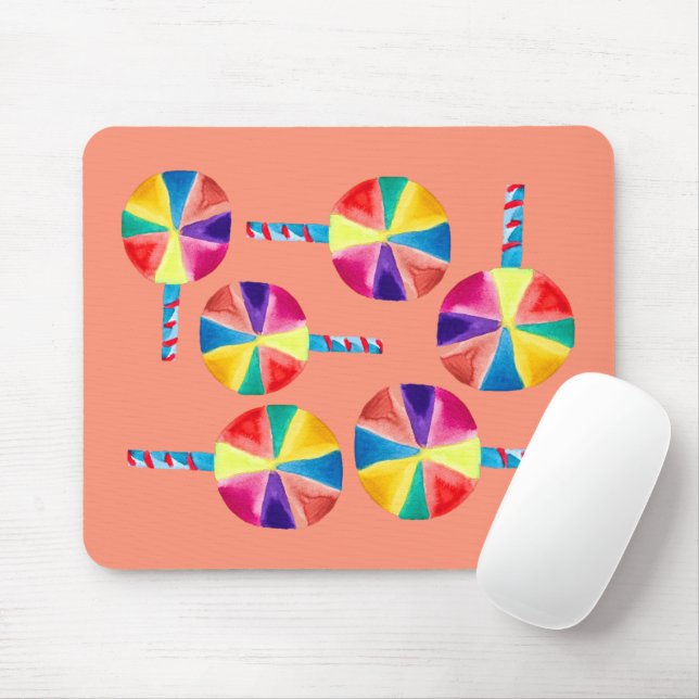 Colourful lollipops pattern mouse pad (With Mouse)