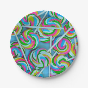 Colourful lollipops pattern paper plate