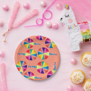 Colourful lollipops pattern paper plate