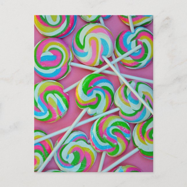 Colourful lollipops pattern postcard (Front)
