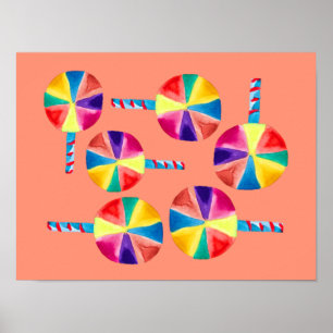 Colourful lollipops pattern postcard poster