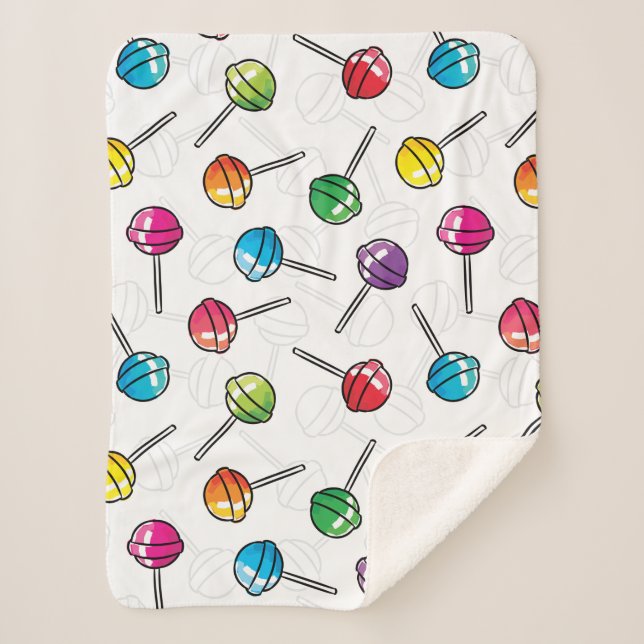 Colourful lollipops pattern sherpa blanket (Front)