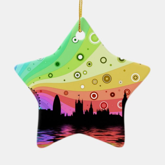 Colourful London Ceramic Ornament (Front)