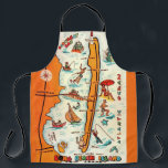 Colourful Long Beach Island Map  Apron<br><div class="desc">Colourful,  fun retro postcard map of Long Beach Island,  New Jersey repurposed on an apron!</div>