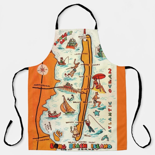 Colourful Long Beach Island Map  Apron (Front)