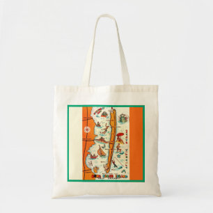 Colourful Long Beach Island Map  Tote Bag