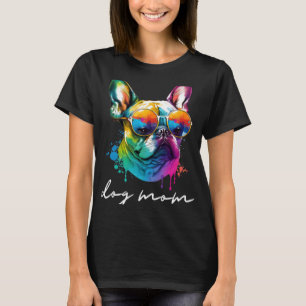 Colourful Long Haired French Bulldog Mum T-Shirt