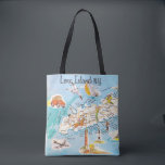 Colourful Long Island NY  Tote Bag<br><div class="desc">It's a terrific vintage illustrated postcard map of Long Island,  New York repurposed on a shoulder tote bag.</div>