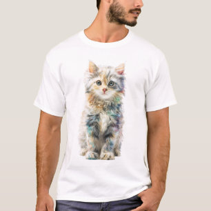 Colourful Longhair Kitten Artistic Portrait Men T-Shirt