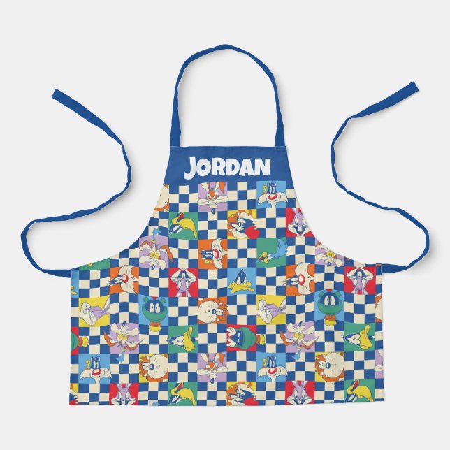 Colourful LOONEY TUNES™ Chequered Toss Pattern Apron (Front)