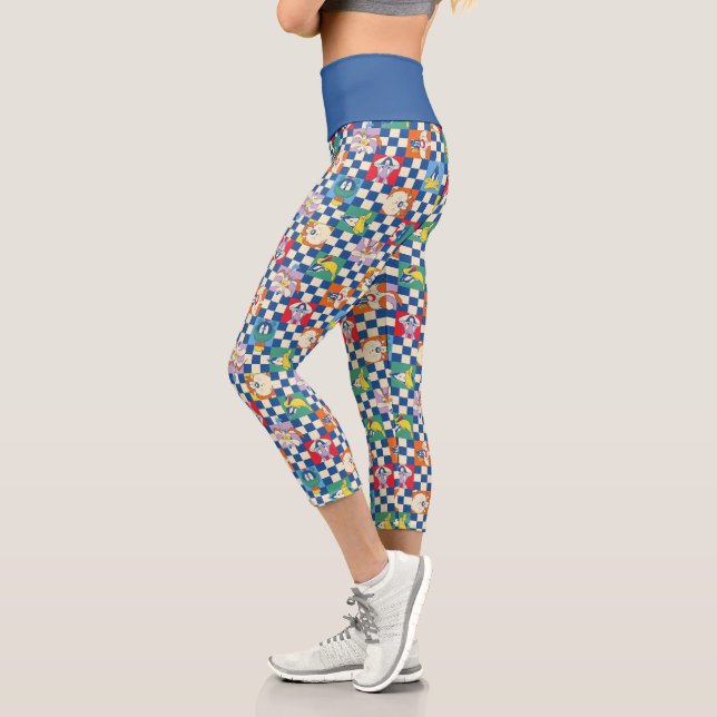Colourful LOONEY TUNES™ Chequered Toss Pattern Capri Leggings (Left)