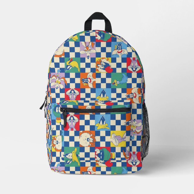 Colourful LOONEY TUNES™ Chequered Toss Pattern Printed Backpack (Front)