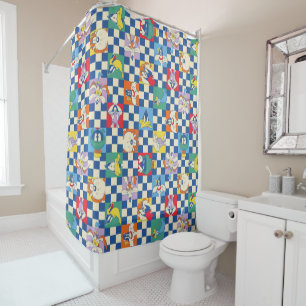 Colourful LOONEY TUNES™ Chequered Toss Pattern Shower Curtain