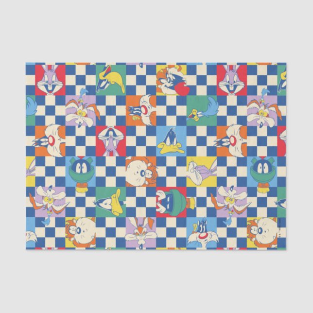 Colourful LOONEY TUNES™ Chequered Toss Pattern Tissue Paper (Front)