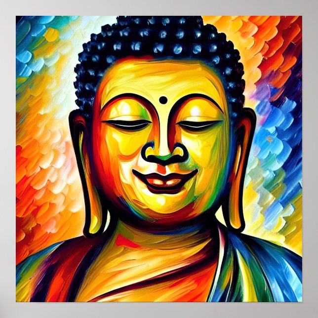 Colourful Lord Buddha Poster (Front)