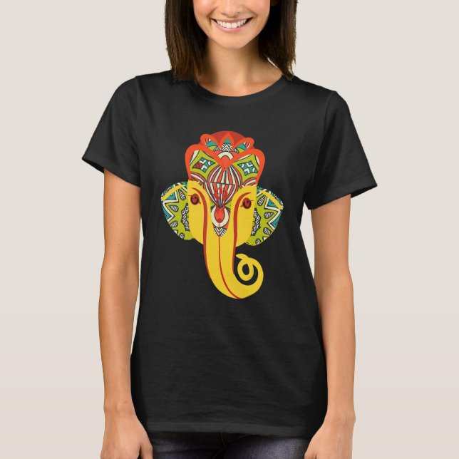 Colourful Lord Ganesha Elephant Beautiful Indian S T-Shirt (Front)