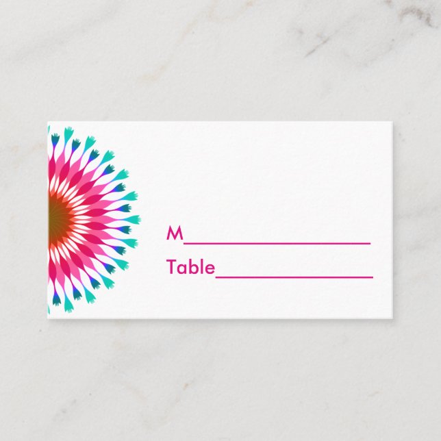 Colourful Lotus Floral Wedding Seating Plcecard Place Card (Front)