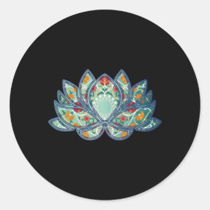 Colourful Lotus Flower Classic Round Sticker