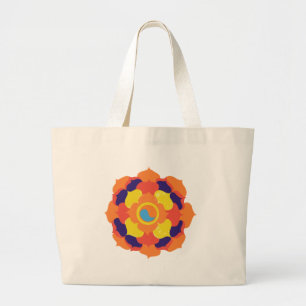 Colourful Lotus Flower Yin & Yang Mandala    Large Tote Bag
