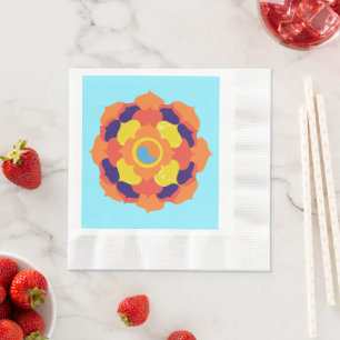 Colourful Lotus Flower Yin & Yang Mandala    Napkin