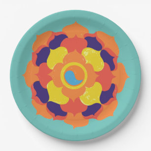 Colourful Lotus Flower Yin & Yang Mandala    Paper Plate