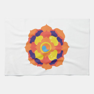 Colourful Lotus Flower Yin & Yang Mandala    Tea Towel