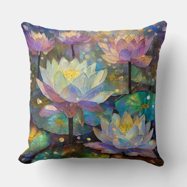 Colourful Lotus Flowers Blossoming in the Snow Cushion (Front)
