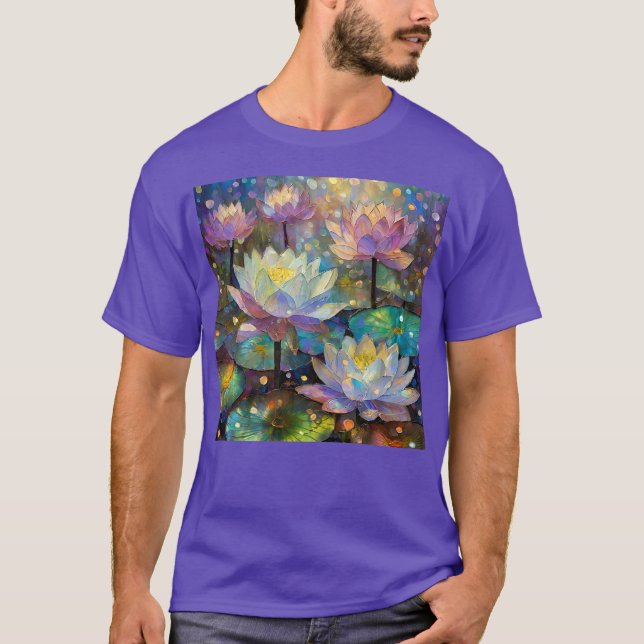 Colourful Lotus Flowers Blossoming in the Snow T-Shirt (Front)