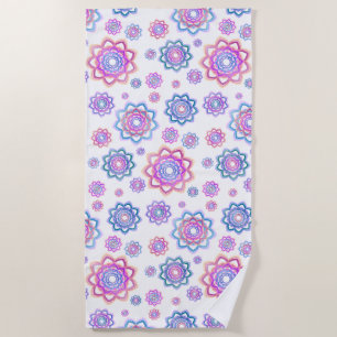 Colourful Lotus Simple Pink Pastel Green Beach Towel