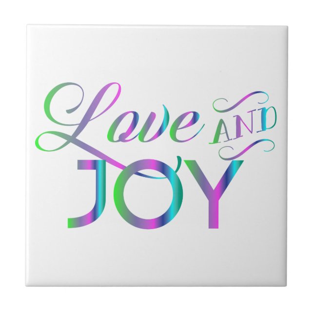 Colourful Love And Joy Ceramic Tile (Front)