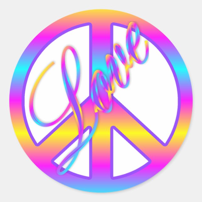 Colourful Love and Peace Sign Stickers (Front)