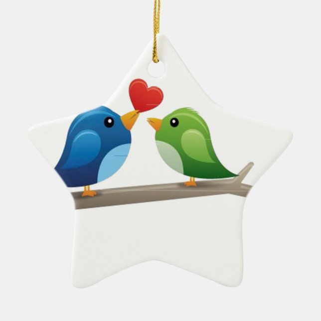 Colourful love birds ceramic ornament (Front)