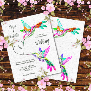 Colourful Love Birds & Heart Mexican Wedding Invitation