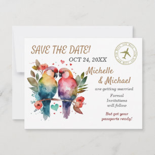 Colourful Love Birds, Save the Date Card