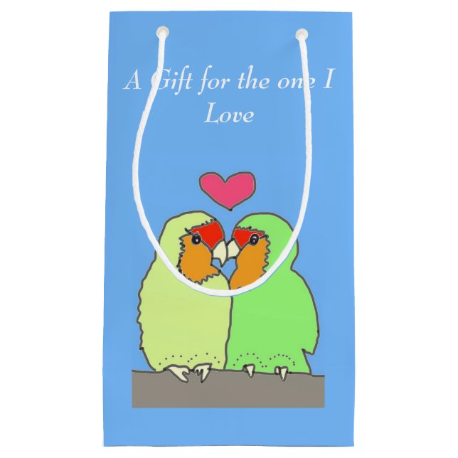 Colourful Love Birds Valentine’s Small Gift Bag (Front)
