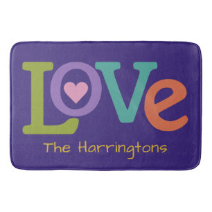 Colourful Love custom name bath mats