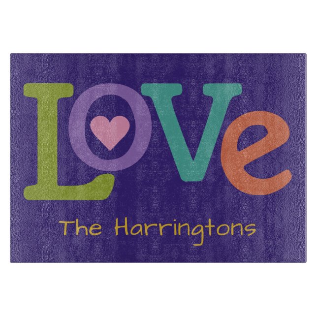 Colourful Love custom name cutting board (Front)