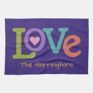 Colourful Love custom name kitchen towel